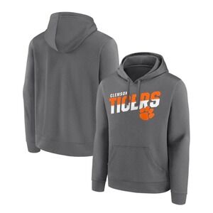 Clemson Tigers Fanatics Quick Slant Heathered Charcoal Pullover Hoodie Size XL